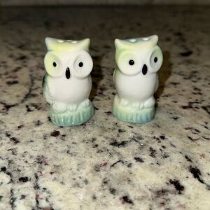MINI WINTER BLUE OWL CB SALT AND PEPPER SHAKER SET